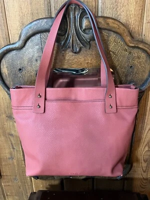 a.n.a. A NEW APPROACH Rich Coral Faux Leather Brass Accents Shoulder Bag Purse - Image 1 of 4