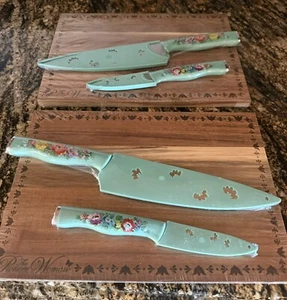 2 Sets Pioneer Woman 3-Pc Set Wooden Cutting Board & Knives Sets Great Gift - Picture 1 of 2