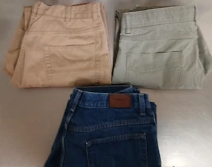 Hombre L.L. Jeans Bean 3 Colores-3 Pares de 33 x 29 Algodón-Azul Verde Caqui-¡BONITO! - Imagen 1 de 18