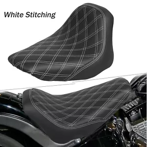 Black+White Stitching Front Driver Solo Seat Fit For Harley Softail Deluxe FLSTN - Picture 1 of 12