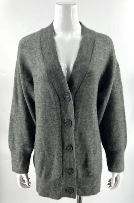 H & M серый размер XS свитер большого размера свободного кроя кардиган V шеи на пуговицах женщин - Изображение 1 из 4