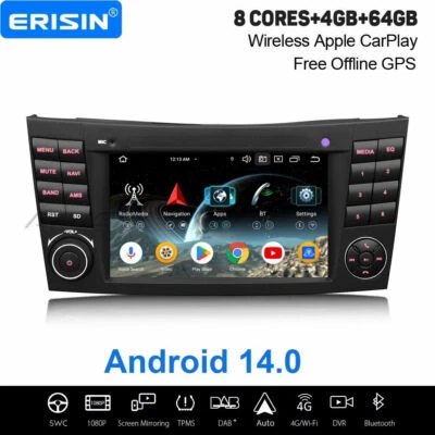 64GB Android 14 DAB+ Autoradio Navi CarPlay Mercedes BENZ CLS/E-Klasse W211 W219 - Bild 1 von 4