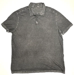 John Varvatos Polo Shirt Mens XL Black Gray Patina Wash Cotton Soft Lightweight - Picture 1 of 4