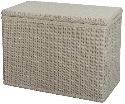 Rattan Wäschesortierer Wäschetruhe  mit 3 Fächern/Wäschesammler Farbe Weiß - Bild 1 von 4