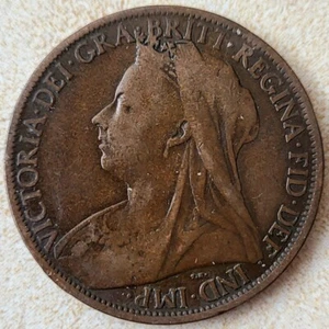 🧭 🇬🇧 UK GB One Penny, 1901. Queen Victoria. Old coin! - Picture 1 of 2