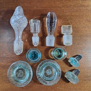 Bundle of Antique Glass Bottle Stoppers & Decanter Tops - Picture 1 of 22