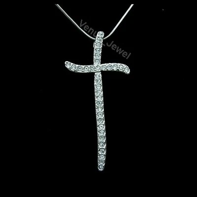 透明水钻水晶十字架吊坠项链 P061 — 第 1/2 张图片