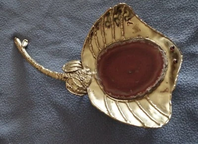 1970' Applique Lampe la Raie en Bronze Doré Agate Isabelle Faur Duval Brasseur  - Photo 1/4
