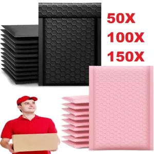 More details for 100-150x pink black white silver bubble padded envelopes mailers bags 15*20cm