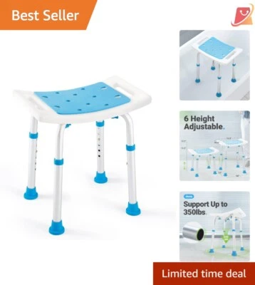 Banco de chuveiro de alumínio FSA/HSA elegível 350 lb altura ajustável assento de banho - Imagem 1 de 4