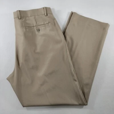 Calça social masculina Louis Raphael sob medida frente plana bege tamanho real 36x30 - Imagem 1 de 4