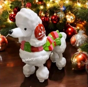 Christmas French Poodle W/ Scarf Snowflake Earmuffs Resin Figure 9” Statue Decor - Picture 1 of 6