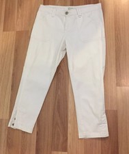 CAPTURE - Women's White Trousers - Size 12 - Pockets - 98% Cotton - Buttons