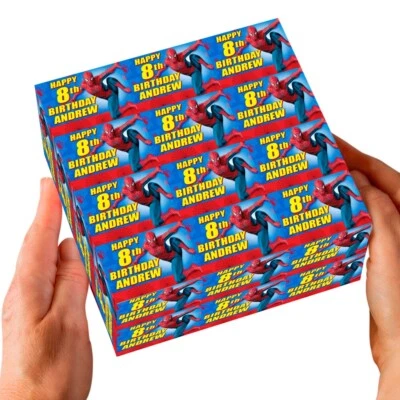 Personalised Spiderman Birthday Gift Wrap Wrapping Paper - Image 1 of 2
