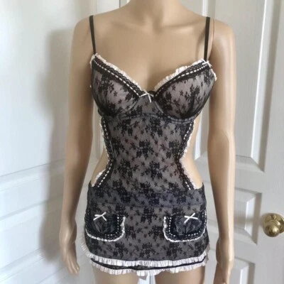 Vestido sin Mangas Victoria’s Secret Lechera Francesa Criada Encaje Push Up Bustier Talla 36C Foto 1 de 4