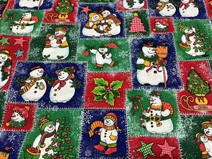 FABRIC Concord Fabric Designed by Kesslers 3 3/4 Yard Christmas Snowman Print - Picture 1 of 10