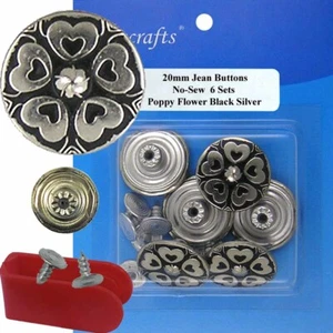 20 mm No-Sew Replacement Jean Tack Buttons (D051C) 6 CT. w/Tool - Picture 1 of 3
