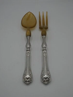 COUVERTS DE SERVICE A SALADE MANCHES ARGENT POINCON MINERVE - Photo 1/4