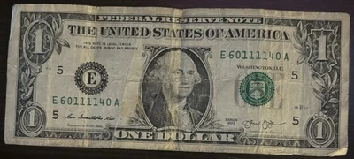 2013 Richmond $1 Bill Quad Solid Snake Eye 1111’s Note - Image 1 of 2