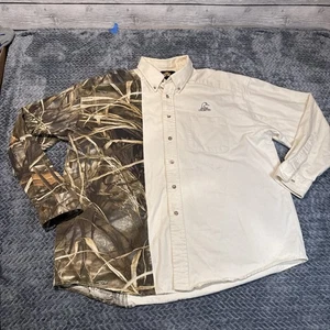 Vintage Ducks Unlimited Wetlands Camo Janet Blasé Wickeloptik Knopfleiste Herren XL - Bild 1 von 11
