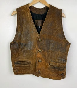 Real Thick Suede Leather Waistcoat Vest Size L (fits like Medium) 40" Men`s Vtg - Picture 1 of 4