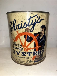 christys oyster can crisfield maryland antique gallon elvis vintage rare - Picture 1 of 15