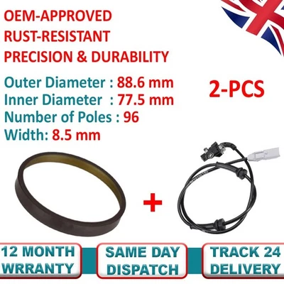 Rear ABS Wheel Speed Sensor + ABS Sensor Ring for Peugeot 308 mk1 [2007-2016] - Image 1 of 4