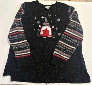 Maglione pullover nero CJ Banks taglia 2X donna Natale vacanze gnomo - Foto 1 di 12