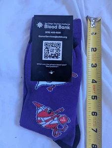 new san diego blood bank socks give NWT funny cells red white blue cartoon art - Picture 1 of 2
