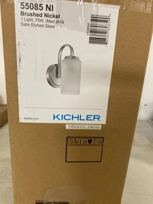 Aplique de baño Kichler 55085NI Kennewick de 10" de alto - níquel cepillado Foto 1 de 3