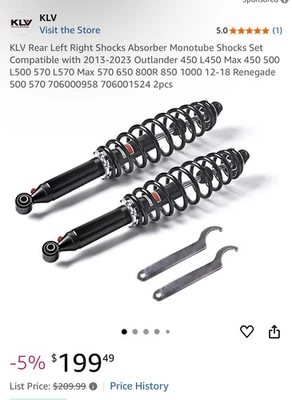 2pcs Front/Rear Gas Shock Strut Absorbers for Can-Am Outlander 450 2015-2023 - Image 1 of 4