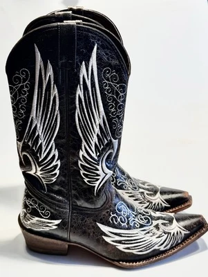 Botas occidentales Pecos Bill bordadas cosidas para mujer talla 7 cuero ¡RARAS! Foto 1 de 4