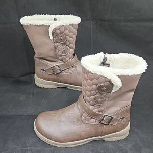 TOTES BROWN SIDE ZIP FAUX FUR LINED COLD WEATHER LADIES 7 BOOTS - Picture 1 of 6