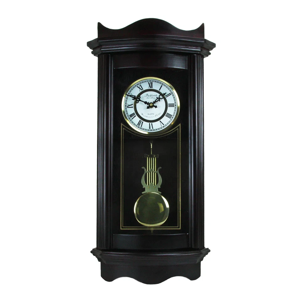 Bedford Clock Collection 25 Inch Chiming Pendulum Wall Clock in Weathered Chocol - Image 1 of 1
