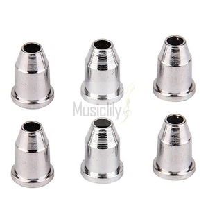 Musiclily 6Pcs Chrome Vintage Guitar Bass Through Body String Mounting Ferrules - Picture 1 of 2