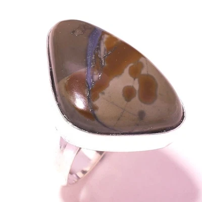 Anillo de joyería étnica de moda hecho a mano con piedras preciosas de jaspe de madera de cacahuete 8,50" I410 Foto 1 de 2