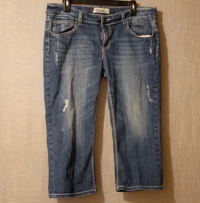 Vigoss Capri Jeans Blue Denim Stretch Distressed Juniors 13 #A5-9 - Image 1 of 4