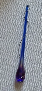 Handblown Hinkle Glass? Unmarked Ornament Large 8.5" Teardrop Blue Purple Swirl - Picture 1 of 7