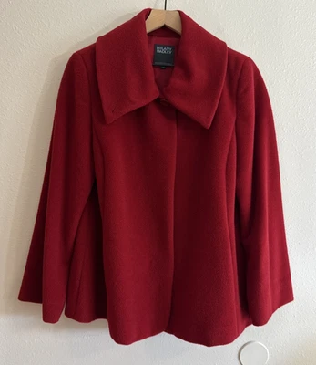 Chaqueta de Lana de Alpaca Superfina HILARY RADLEY Talla 14 Abrigo Columpio Cuello Rojo Foto 1 de 4