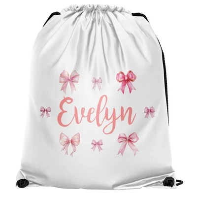 THE SHED CLOTHING Mädchen personalisierte Schleifen Kordelzug Beutel individueller Name Geschenk für Kinder Schule PE Kit