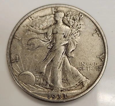 1933-S Walking Liberty Silver Half Dollar 50c in XF Condition - Image 1 of 2