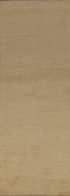 Trendy Gabbeh Solid Beige Wool Modern 10' Rug Runner Contemporary rug 3x10 ft - Image 1 of 4