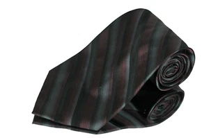 Paul Dione Men's Black Gray &Red Striped Woven Silk Necktie 56 x 4 in - Picture 1 of 3