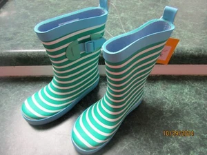 Sun Squad Rain Garden Boot Shoe Unisex Toddler Size L 9-10 Green White Stripe - Picture 1 of 6