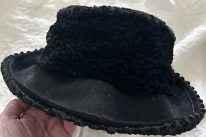 Church/Sabbath Winter ERIC JAVITS hat, Black Velvet/Faux Lamb Trim, (M-L) - Picture 1 of 5