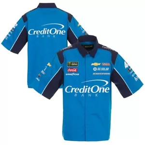 Kyle Larson JH Design Black Royal Blue Credit One Bank L Official Pit Shirt NEW - Picture 1 of 21