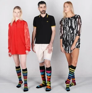 Mysocks 3 Paires Chaussettes Hautes Genoux Foncé Arc-en-Ciel Combinaison - Picture 1 of 5
