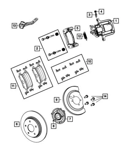 Juego de pastillas de freno de disco originales Mopar 2008-2011 Chrysler Town & Country 2AMV4887AC Foto 1 de 1