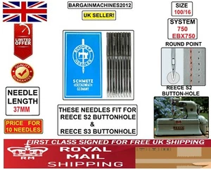 REECE S2 BUTTON-HOLE SYSTEM:750 EBX750 SIZE:100/16 INDUSTRIAL SEWING MCHN NEEDLE - Picture 1 of 3