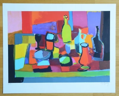 Litografía firmada/numerada Marcel Mouly "La Carafe Verte" edición limitada + ¡CERTIFICADO DE AUTENTICIDAD! Foto 1 de 4